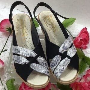 German peep toe sling back snakeskin sandals 39